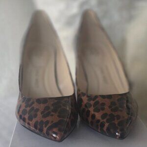 Nine West Patent animal print pointed toe heels